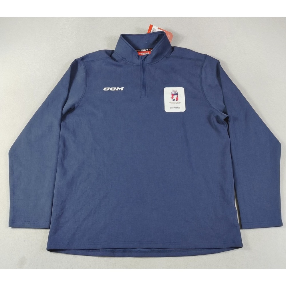 CCM 1/4 Zip Top Mens XL Blue IIHF Hockey 2025 Frisco Allen Athletic Activewear